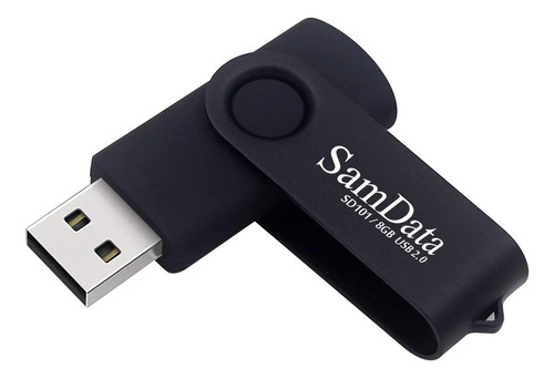 Pendrive Usb 2.0 De 8 Gb Samdata Flash Led Giratorio Negro