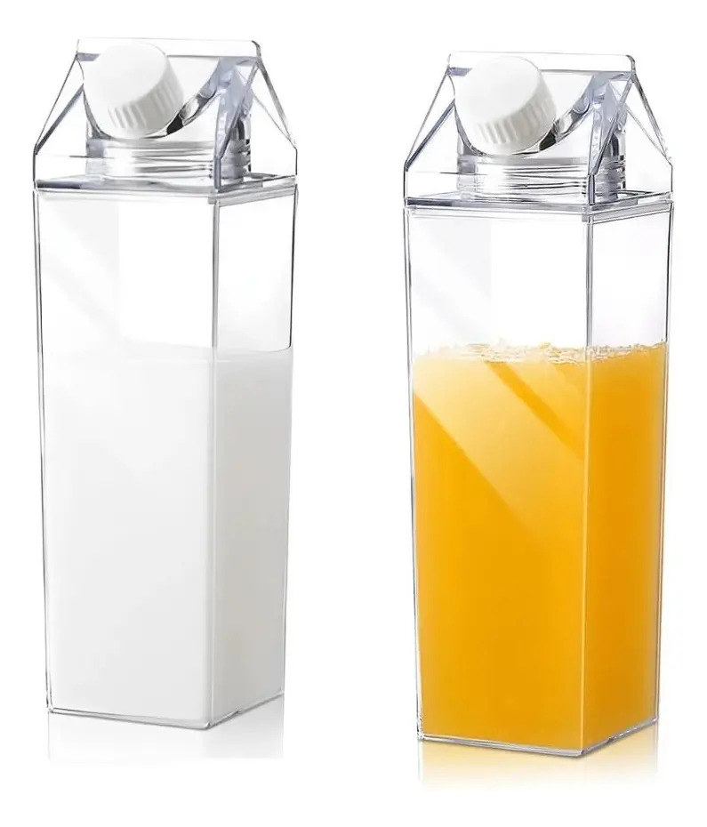 Kit 2 Garrafas Acrilico Plastico 1 Litro Suco Leite Agua Chá