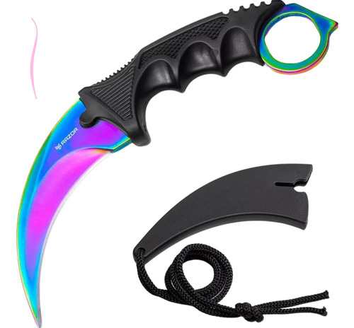 Cuchillo Kerambit Con Funda Rígida De Polímero Tactico Color