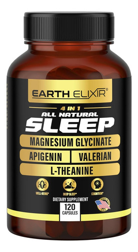 Earth Elixir Sleep Aid Glicinato De Magnesio 120 Caps Sabor Sin Sabor