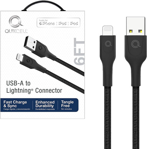 Quikcell Charge & Sync Cable Mfi Lightning To Usb-a - 6ft - 