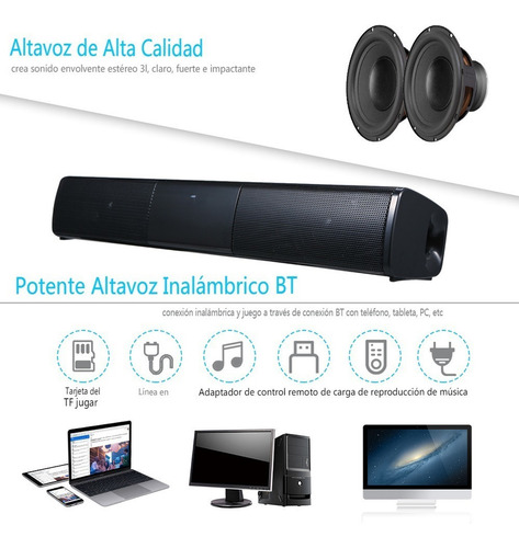 Lujo Inalámbrico Bluetooth 4.0 Soundbar Bocina Tv Casa