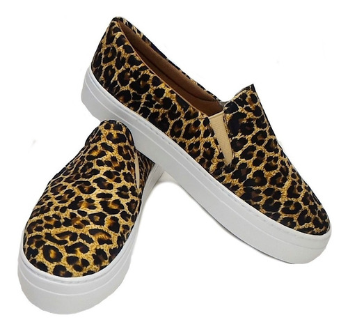 Imagem 3 de 7 de Slip On Tenis Feminino Casual Animal Print Onça Oncinha