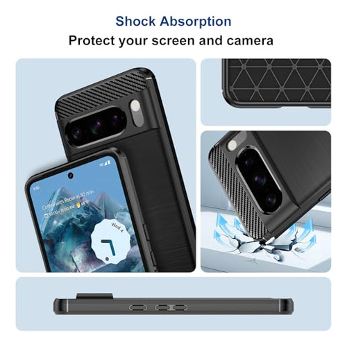 Funda Para Google Pixel 8 Pro Negro Delgado Carbon Fiber Pie
