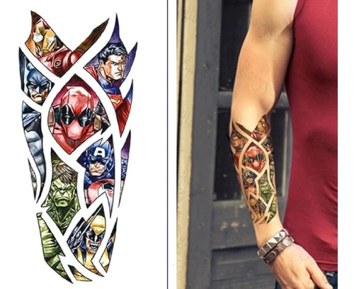 Tatuaje Temporal Falso Avengers Superheroes 20 X 9cm Unisex 