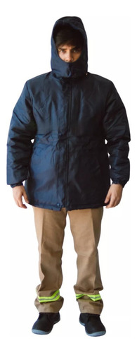 Campera Tela Trucker C/ Capucha Desmontable Azul 2xl