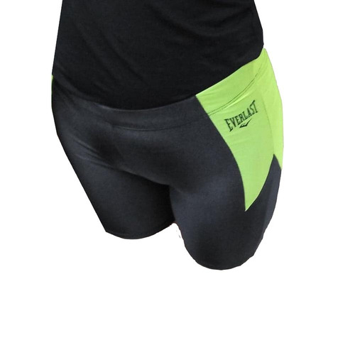 Shorts Silk Preto E Verde Ciclismo Boxe Academia Feminino G