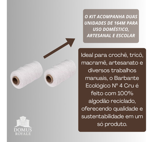 Kit Barbante Escolar 100% Algodão Para Artesanato - 328m N4 Branco