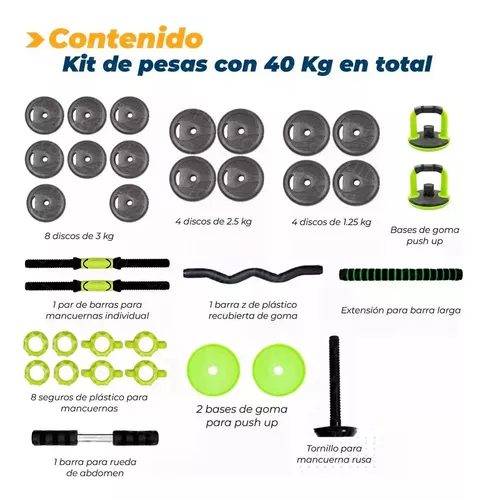 Set De Mancuernas Ajustables Pesas Alta Calidad 40kg Gym