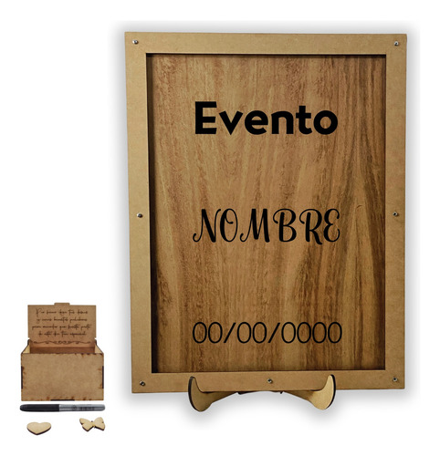 Cuadro De Firmas Rectangular Parota Acrílico 40x30cm