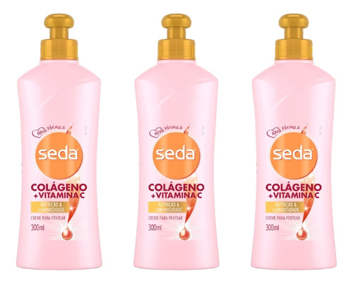 Creme Para Pentear Seda 300ml Colageno+vitamina C-kit C/3un