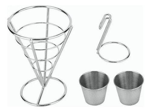 Batatas Fritas De Aço Inoxidável E Cones De Aperitivo 2 Peça