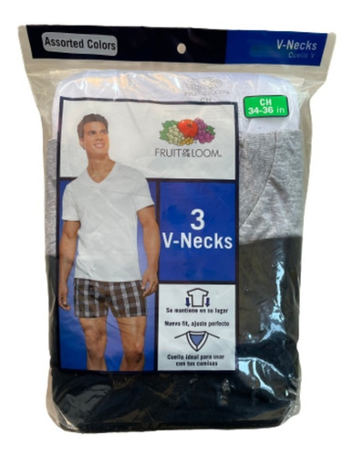 Playera Hombre Set De 3 Cuello V Fruit Of The Loom Camisa