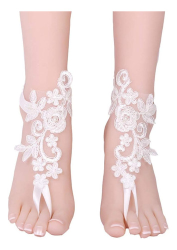 Slenyubridal Tobilleras De Encaje Sandalias Descalzas Boda E
