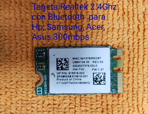 Tarjeta Realtek  2.4ghz Wifi M2 Con Bluetooth 300mbps