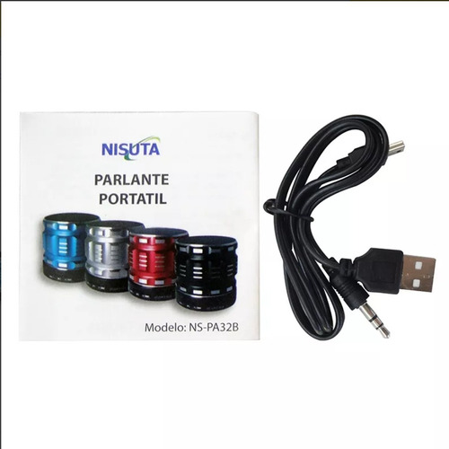 Parlante Portátil Metálico Nisuta Bluetooth Con Función Manos Libres Nspa32b 4 Colores Color Negro