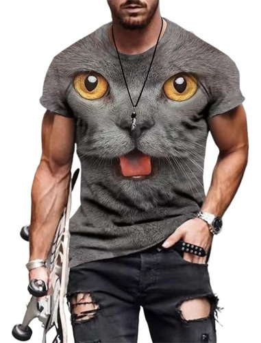 Alm Camiseta Linda Harajuku Con Estampado 3d De Gato Animal