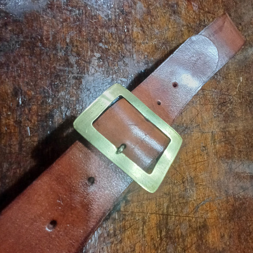 Cinto De Cuero Hebilla Bronce De Ejército (Usado)