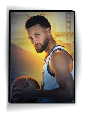 Cuadro Decorativo Nba A0759 State Warriors Stephen Curry Negro