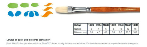 Plantec 8640 Pincel Lengua De Gato Cerda Blanca Soft Nº 10