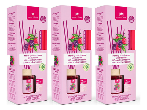 Cristalinas 3pack Varitas Aromatizantes Moras Y Frambuesa