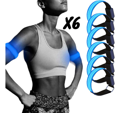 Pack 6 Pulsera Led Azul Para Corredor Brazalete Reflejante