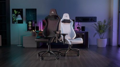 Imagen 4 de 6 de Silla Gamer Corsair Tc200 Cuero Gris / Blanco Cf-9010045-ww