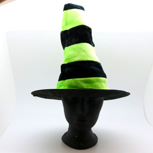 Sombrero Bruja Verde Con Negro Halloween