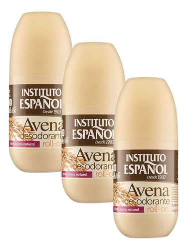 Pack 3 Und Instituto Español Avena Roll On Desodorante 75ml