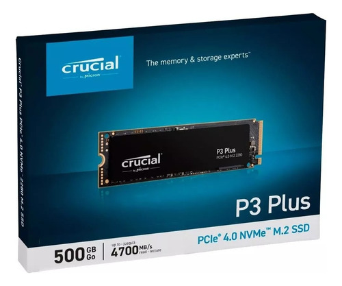 Ssd Crucial P3 Plus 4700 Mb/s  500gb Nvme M.2 2280 + Nf