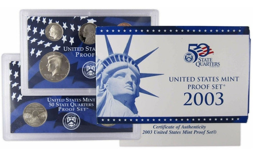 2003 S Proof Set Dolar Rara Ms 10 Moneda Eeuu State Quarters