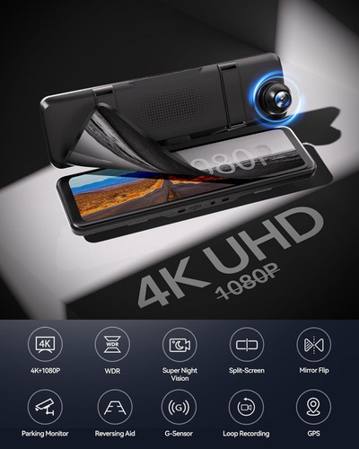 T700 Cámara De Espejo Retrovisor 11'' 4k Uhd Frontal Y 1_329