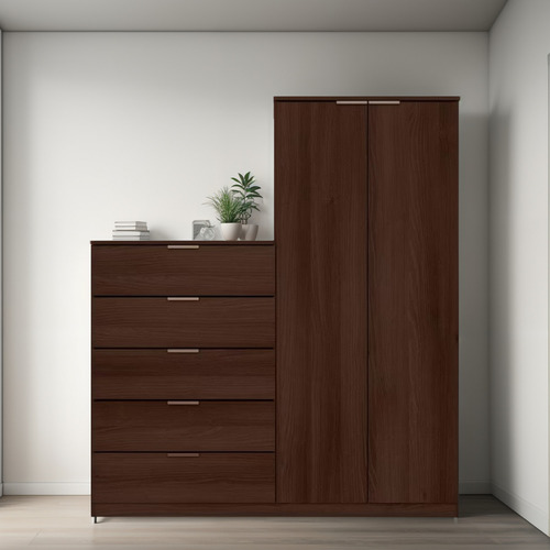Cômoda Sapateira Roma Com 2 Portas E 5 Gavetas Bartira Cor Café