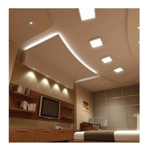 Imagen 3 de 4 de Plafón Led De Techo 12w Embutir Cuadrado Luz Fría Blanco
