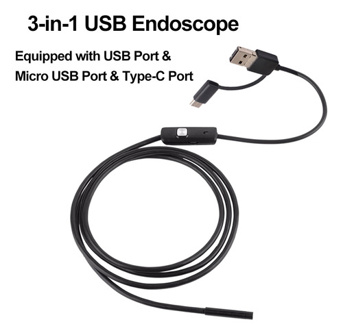 Cámara Endoscópica Inicial 3 En 1 Con Led, Ip67, Usb Tipo C