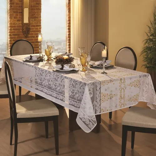 Toalha De Mesa De Renda Retangular 8 Lugares 155x250cm Natal Toalha De Mesa De Renda Retangular 8 Lugares 155x250cm Natal