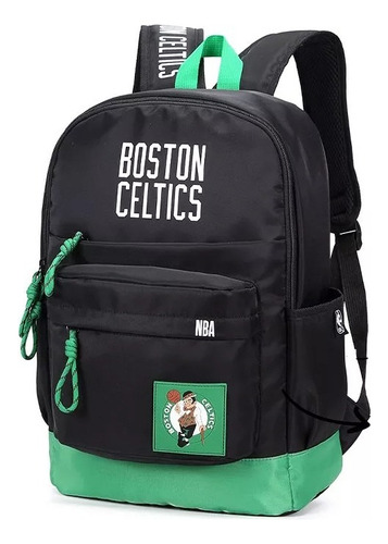 Mochila Basquet Nba Deportiva Urbana Equipo Bolsillo Frontal Color Negro Diseño De La Tela Boston Celtics