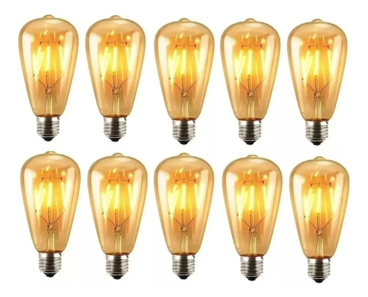 Pack X10 Ampolletas Filamento Led Edison 4w Retro Vintage Color de la luz Blanco cálido