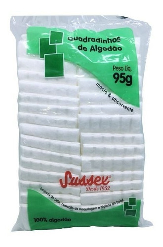 Algodão Quadrado Hidrófilo Higienização/cuidados 95 Gramas