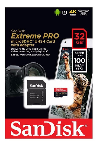 Cartão Memória Micro Sdhc 32gb Sandisk Extreme Pro Lacrado