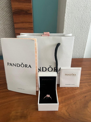 Anillo Pandora Corazón Rosa En Plata Bañado En Oro Rosa 14k Rosa Claro 5