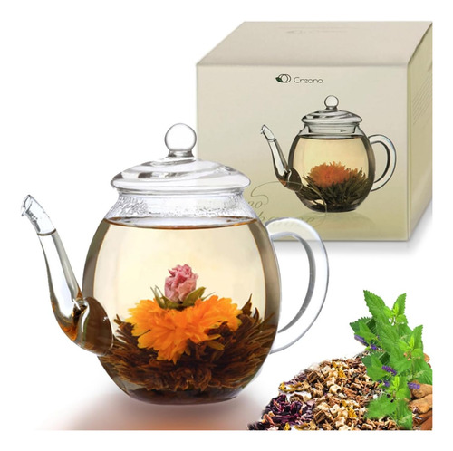 Tetera De Vidrio 17 Oz Con Tapa De Vidrio