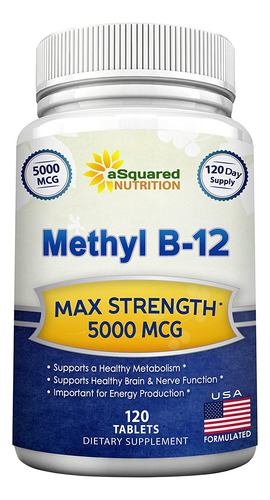 Nutrición Asquared Vitamina B12   5000 Mcg Suplemento Con Me