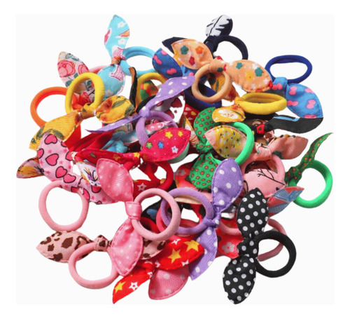 Set X 40 Lazos Elásticos Con Diseño Para Niñas