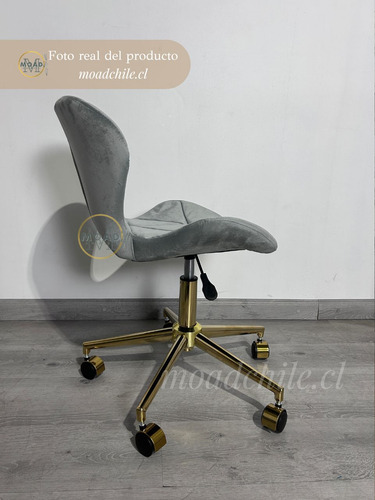 Silla De Escritorio Acolchada Mariposa Felpa Y Base Dorada