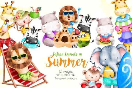 Kit Imprimible Scrap #03 - Safari Animals In Summer