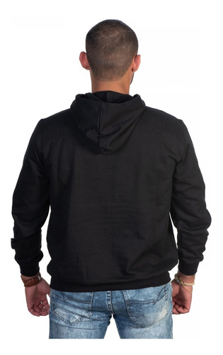 Imagem 7 de 7 de Moletom Canguru Preto Masculino Liso Fechado Com Capuz Ofert
