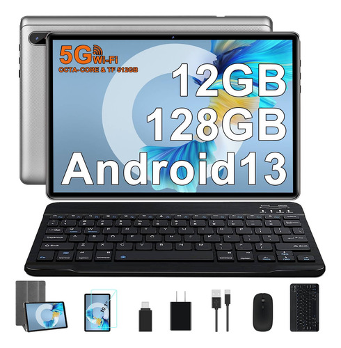 Tablet  FACETEL Q6 10.1" Android 13 Plateada 12gb Ram+128gb Rom (1tb Tf) 5g Wifi HD IPS Bluetooth 5.0