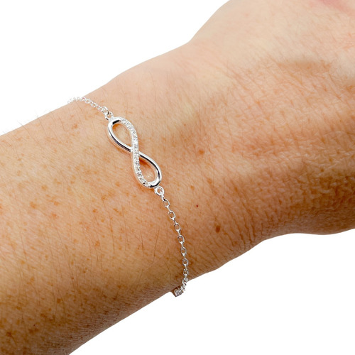 Pulsera Plata 925 Infinito Con Puntos De Luz Y Cubic 