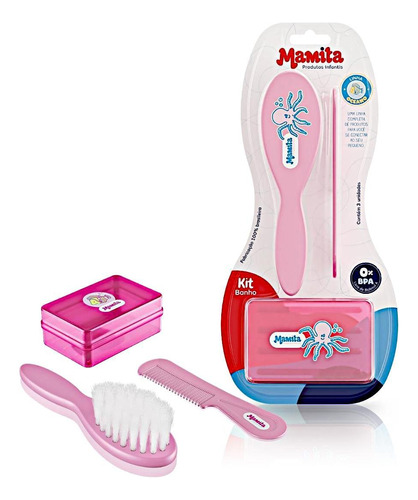 Kit Banho Para Bebê Mamita - (escova - Pente - Saboneteira)